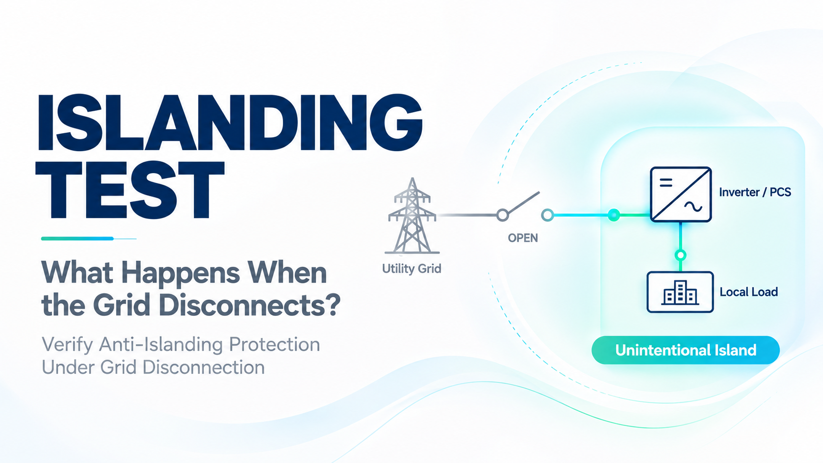 Anti-islanding testing for grid-connected inverters and energy storage systems